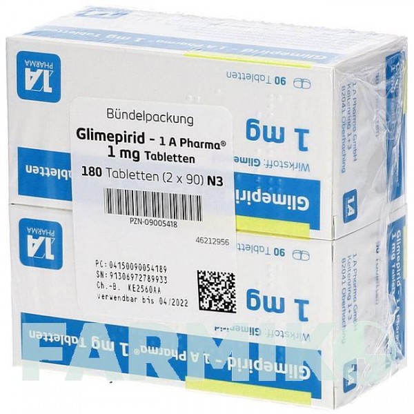 ГЛІМЕПІРИД (GLIMEPIRID) 1 мг таблетки 180 шт - Глімепірид 1 A PHARMA