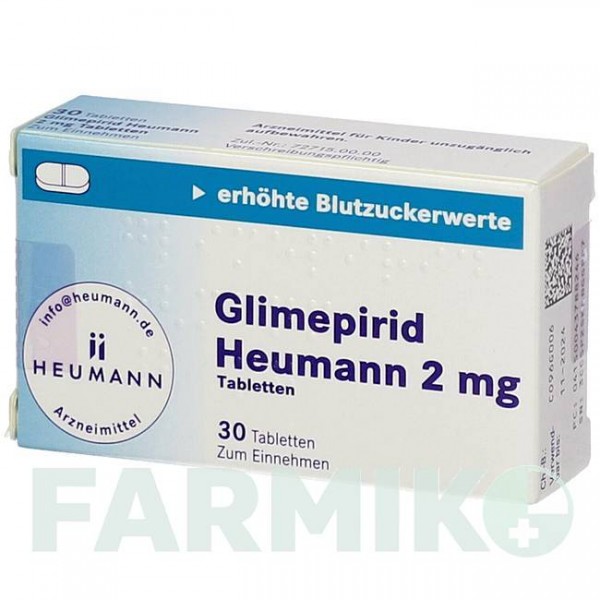 ГЛИМЕПИРИД (GLIMEPIRID) 2 мг таблетки 30 шт - Глимепирид HEUMANN PHARMA