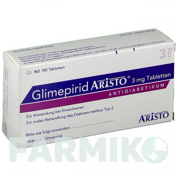 ГЛІМЕПІРИД (GLIMEPIRID) 3 мг таблетки 180 шт - Глімепірид ARISTO PHARMA