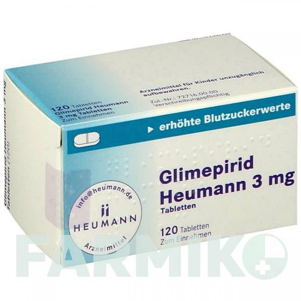 ГЛИМЕПИРИД (GLIMEPIRID) 3 мг таблетки 120 шт - Глимепирид HEUMANN PHARMA
