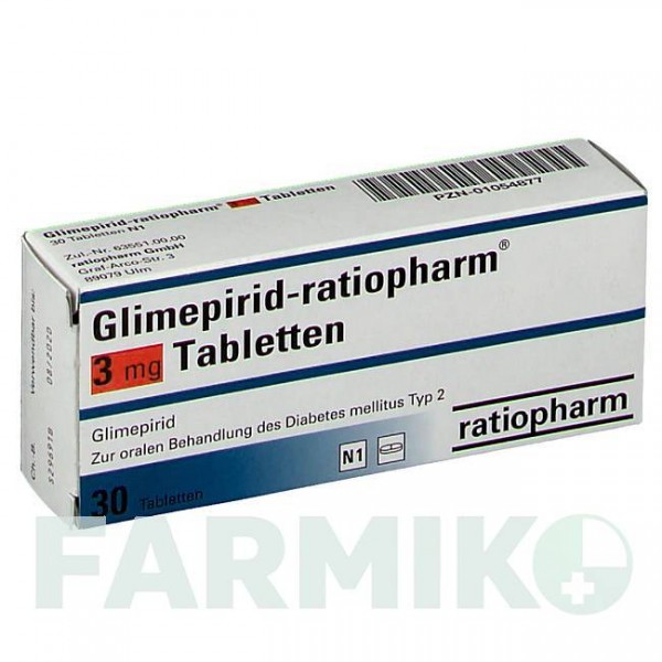 ГЛИМЕПИРИД (GLIMEPIRID) 3 мг таблетки 30 шт - Глимепирид RATIOPHARM