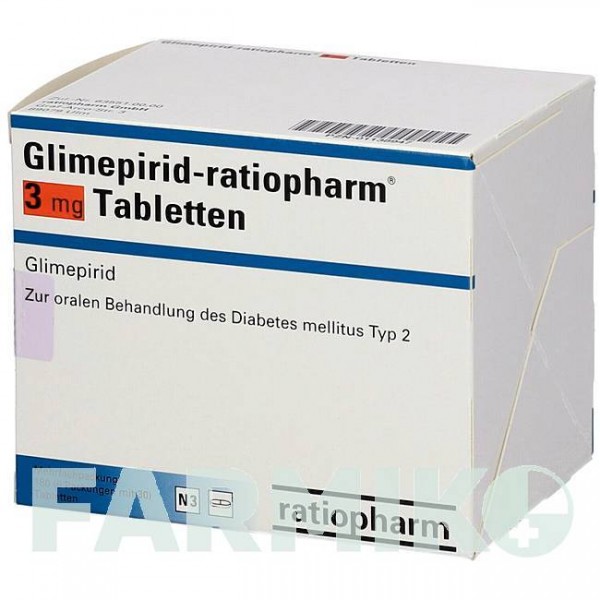 ГЛИМЕПИРИД (GLIMEPIRID) 3 мг таблетки 180 шт - Глимепирид RATIOPHARM