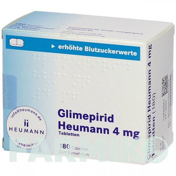 ГЛИМЕПИРИД (GLIMEPIRID) 4 мг таблетки 180 шт - Глимепирид HEUMANN PHARMA