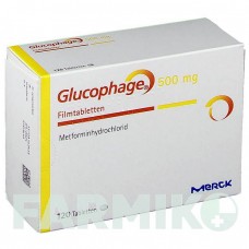 ГЛЮКОФАЖ (GLUCOPHAGE) 500 мг таблетки 120 шт - Метформін MERCK HEALTHCARE