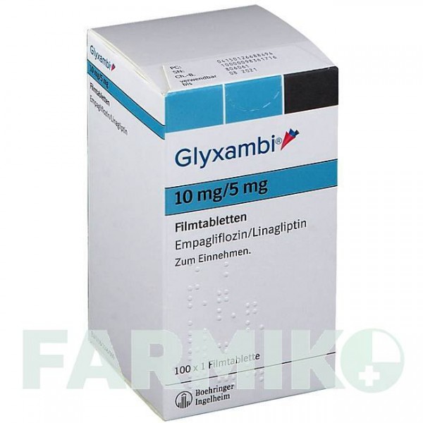 ГЛИКСАМБИ (GLYXAMBI) 10 мг/5 мг таблетки 100 шт - Линаглиптин, Эмпаглифлозин BOEHRINGER INGELHEIM