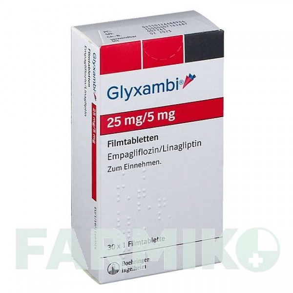 ГЛИКСАМБИ (GLYXAMBI) 25 мг/5 мг таблетки 30 шт - Линаглиптин, Эмпаглифлозин BOEHRINGER INGELHEIM