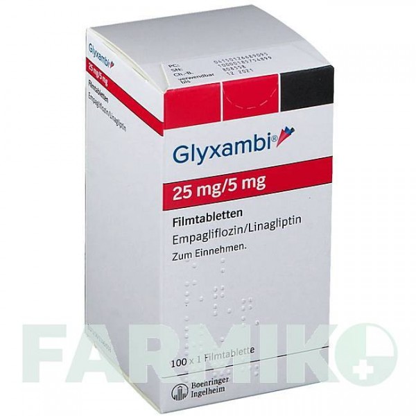 ГЛИКСАМБИ (GLYXAMBI) 25 мг/5 мг таблетки 100 шт - Линаглиптин, Эмпаглифлозин BOEHRINGER INGELHEIM