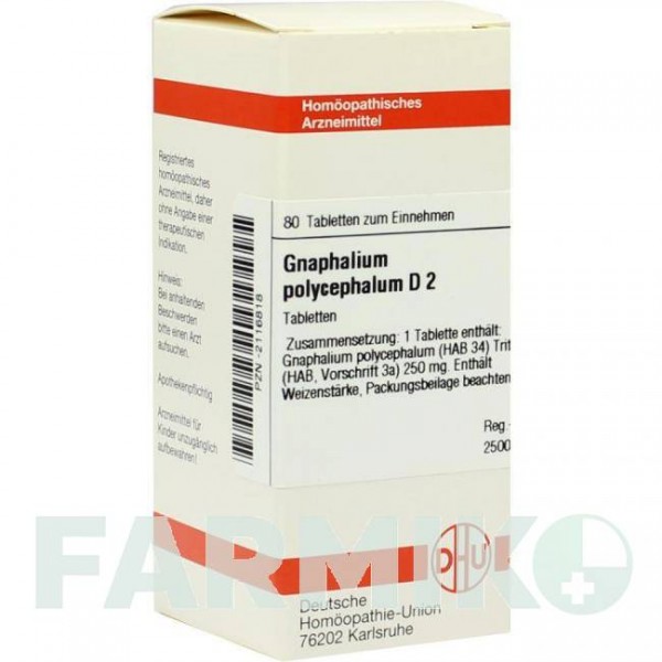 ГНАФАЛИУМ ПОЛИЦЕФАЛУМ (GNAPHALIUM POLYCEPHALUM) D 2 таблетки 80 шт - Гомеопатия DHU