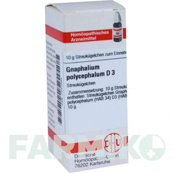 ГНАФАЛИУМ ПОЛИЦЕФАЛУМ (GNAPHALIUM POLYCEPHALUM) D 3 глобули 10 г - Гомеопатия DHU