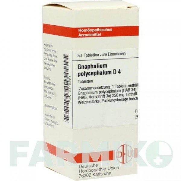 ГНАФАЛИУМ ПОЛИЦЕФАЛУМ (GNAPHALIUM POLYCEPHALUM) D 4 таблетки 80 шт - Гомеопатия DHU
