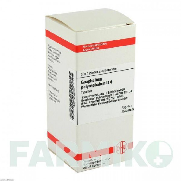 ГНАФАЛИУМ ПОЛИЦЕФАЛУМ (GNAPHALIUM POLYCEPHALUM) D 4 таблетки 200 шт - Гомеопатия DHU