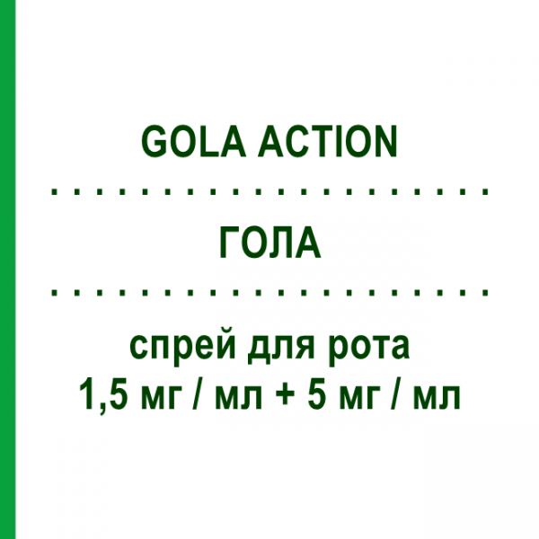 ГОЛА (GOLA ACTION) 1,5 мг/мл + 5 мг/мл спрей оральный 10 мл - Антисептик HALEON