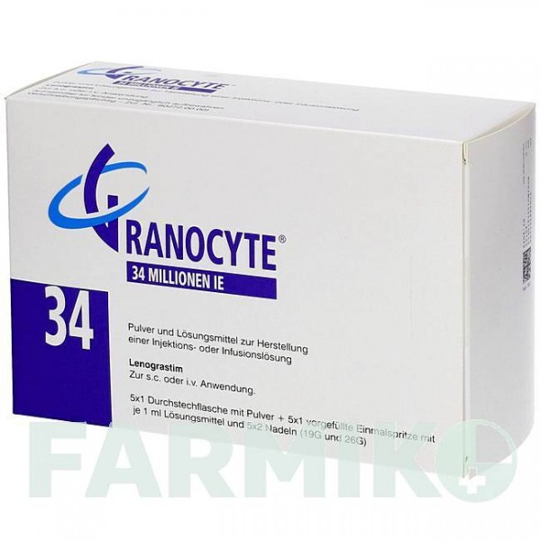 ГРАНОЦИТ (GRANOCYTE) 34 млн. МО/мл порошок 5 шт - Ленограстим AXICORP PHARMA