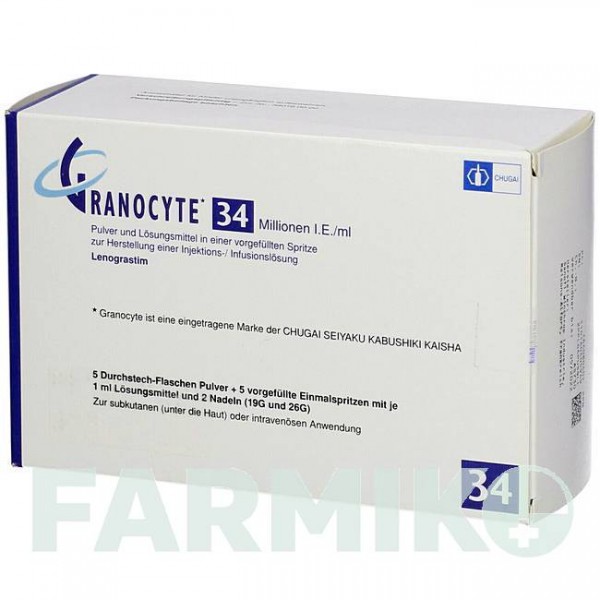 ГРАНОЦИТ (GRANOCYTE) 34 млн. МЕ/мл порошок 5x1 шт - Ленограстим KOHLPHARMA
