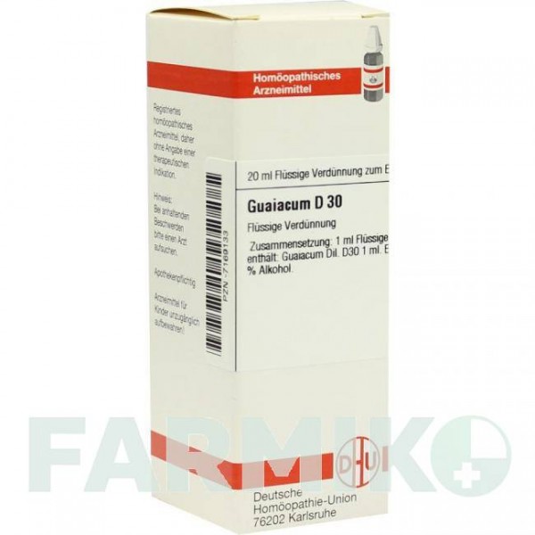 ГУАЯКУМ (GUAIACUM) D 30 раствор 20 мл - Гомеопатия DHU