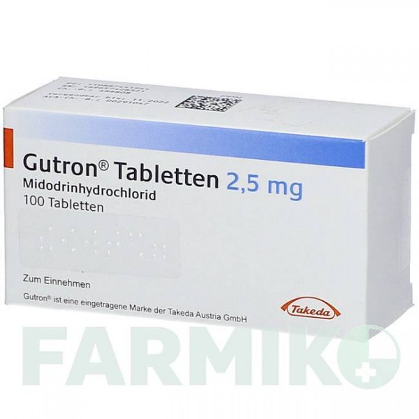 ГУТРОН (GUTRON) 2,5 мг таблетки 100 шт - Мидодрин ACA MULLER-ADAG PHARMA
