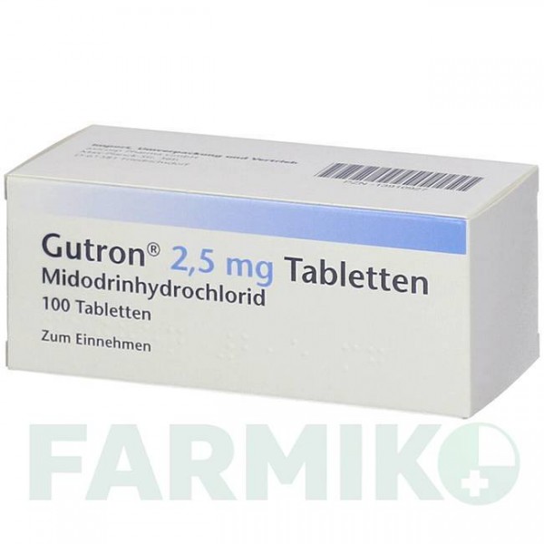 ГУТРОН (GUTRON) 2,5 мг таблетки 100 шт - Мидодрин AXICORP PHARMA