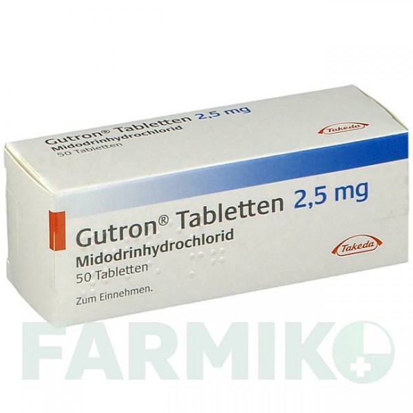 ГУТРОН (GUTRON) 2,5 мг таблетки 50 шт - Мидодрин CHEPLAPHARM