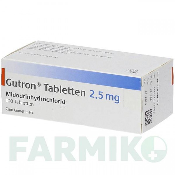 ГУТРОН (GUTRON) 2,5 мг таблетки 100 шт - Мідодрин CHEPLAPHARM