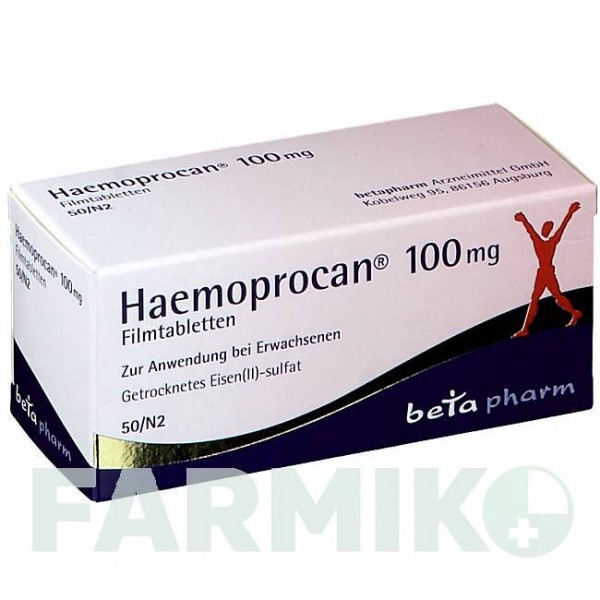 ГЕМОПРОКАН (HAEMOPROCAN) 100 мг таблетки 50 шт - Железо (II) сульфат BETAPHARM