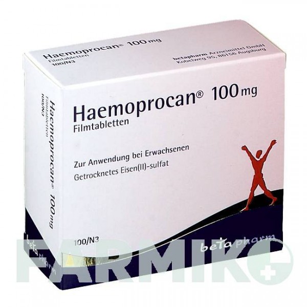 ГЕМОПРОКАН (HAEMOPROCAN) 100 мг таблетки 100 шт - Залізо (II) сульфат BETAPHARM