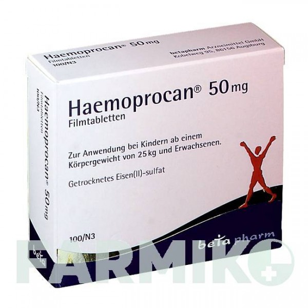 ГЕМОПРОКАН (HAEMOPROCAN) 50 мг таблетки 100 шт - Железо (II) сульфат BETAPHARM