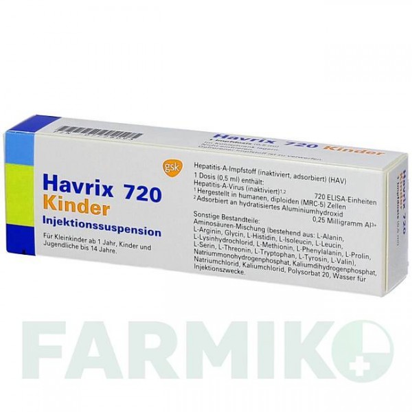 ХАВРИКС (HAVRIX) суспензия 1x0,5 мл - Гепатит А инактивированный вирус GLAXOSMITHKLINE