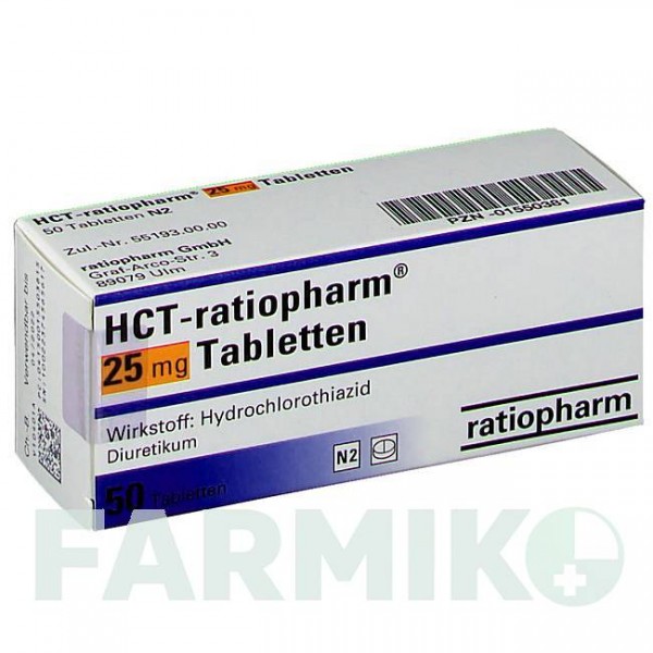 ГХТ (HCT) 25 мг таблетки 50 шт - Гідрохлоротіазид RATIOPHARM