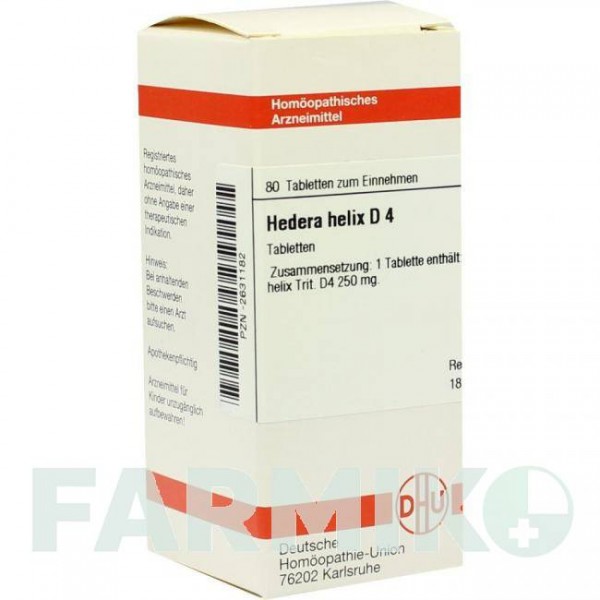 ХЕДЕРА ХЕЛИКС (HEDERA HELIX) D 4 таблетки 80 шт - Гомеопатия DHU