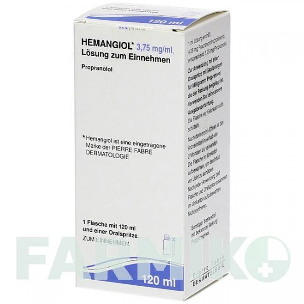 ГЕМАНГИОЛ (HEMANGIOL) 3,75 мг/мл раствор 120 мл - Пропранолол KOHLPHARMA