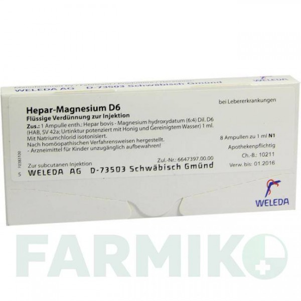 ГЕПАР МАГНЕЗИУМ (HEPAR MAGNESIUM) D 6 ампулы 8x1 мл - Гомеопатия WELEDA