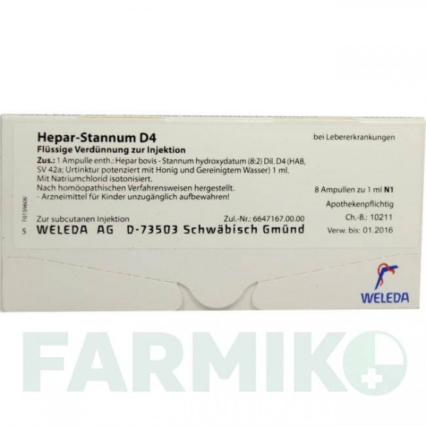 ГЕПАР СТАННУМ (HEPAR STANNUM) D 4 ампулы 8 шт - Гомеопатия WELEDA