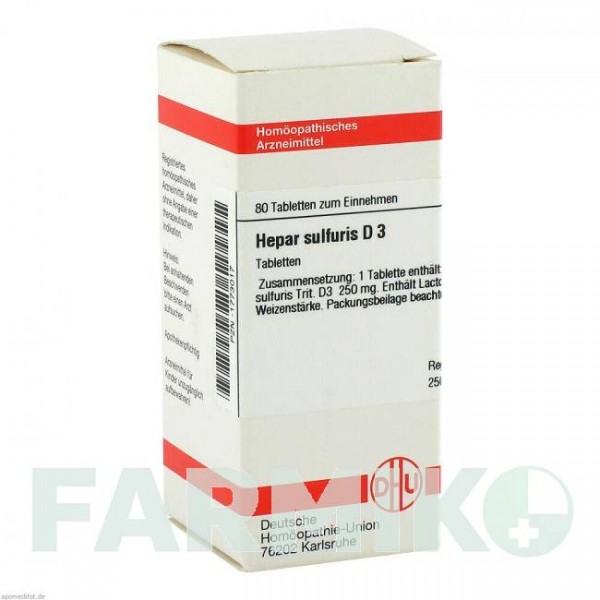 ГЕПАР СУЛЬФУРИС (HEPAR SULFURIS) D 3 таблетки 80 шт - Гомеопатия DHU