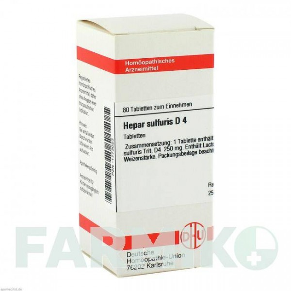 ГЕПАР СУЛЬФУРИС (HEPAR SULFURIS) D 4 таблетки 80 шт - Гомеопатия DHU