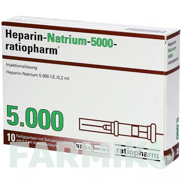ГЕПАРИН НАТРИУМ (HEPARIN NATRIUM) 5000 раствор 10 шт - Гепарин RATIOPHARM