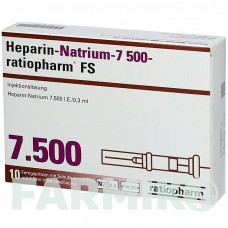ГЕПАРИН НАТРИУМ (HEPARIN NATRIUM) 7500 раствор 10 шт - Гепарин RATIOPHARM