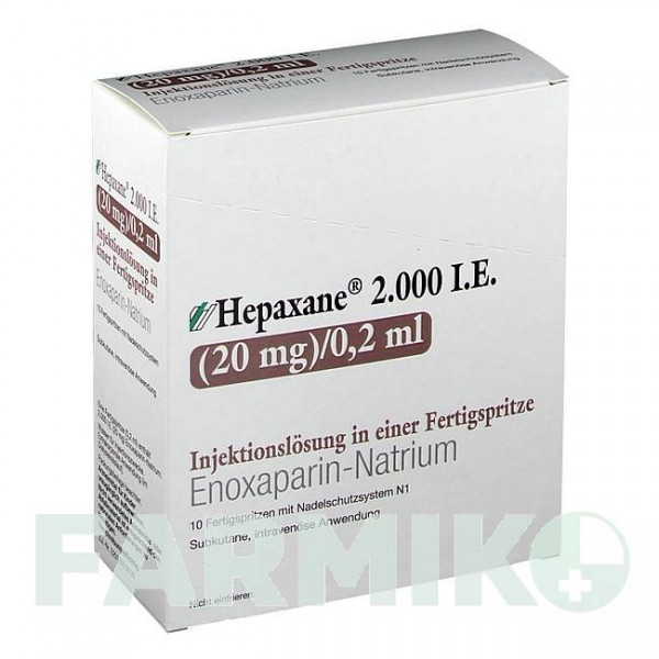 ГЕПАКСАН (HEPAXANE) 2000 МО 20 мг/0,2 мл розчин 10 шт - Еноксапарин ITF PHARMA