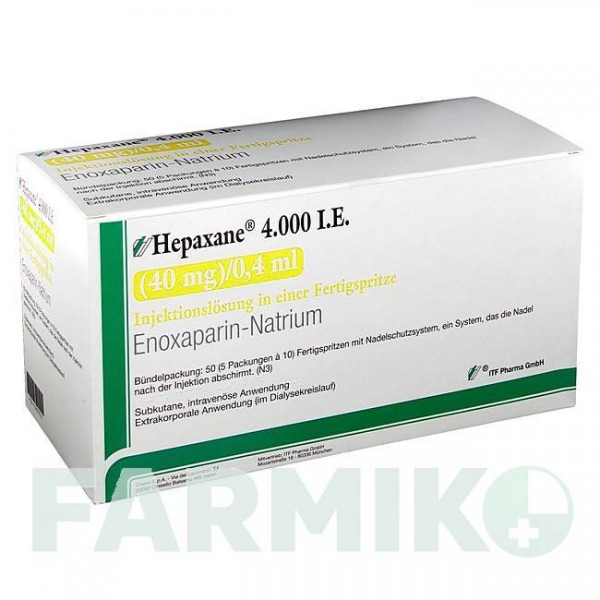 ГЕПАКСАН (HEPAXANE) 4000 МО 40 мг/0,4 мл розчин 50 шт - Еноксапарин ITF PHARMA