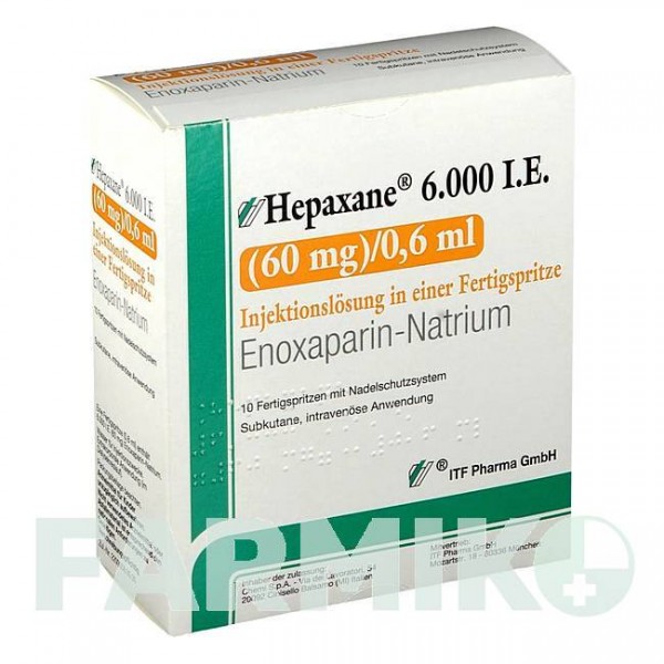 ГЕПАКСАН (HEPAXANE) 6000 МЕ 60 мг/0,6 мл раствор 10 шт - Эноксапарин ITF PHARMA