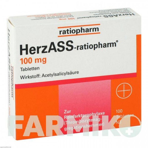 ГЕРЗАСС (HERZASS) 100 мг таблетки 100 шт - Ацетилсалициловая кислота RATIOPHARM