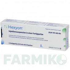 ГЕКСІОН (HEXYON) шприци 0,5 мл - Дифтерія - гемофільна інфекція B - кашлюк - поліомієліт - правець - гепатит B EMRA-MED