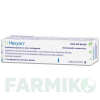 ГЕКСІОН (HEXYON) шприци 0,5 мл - Дифтерія - гемофільна інфекція B - кашлюк - поліомієліт - правець - гепатит B SANOFI