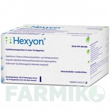 ГЕКСІОН (HEXYON) шприци 10x0,5 мл - Дифтерія - гемофільна інфекція B - кашлюк - поліомієліт - правець - гепатит B SANOFI