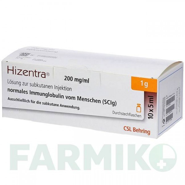 ХІЗЕНТРА (HIZENTRA) 200 мг/мл 1 г розчин 10x5 мл - Імуноглобулін позасудинного застосування CSL BEHRING