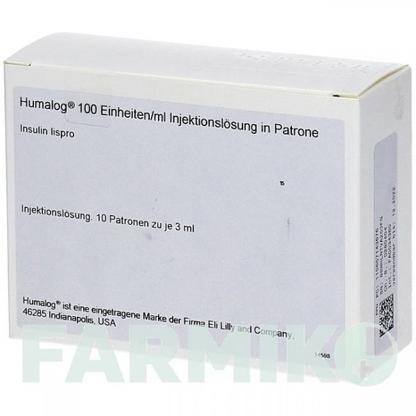 ХУМАЛОГ (HUMALOG) 100 ЕД/мл раствор 10x3 мл - Инсулин лизпро CC PHARMA