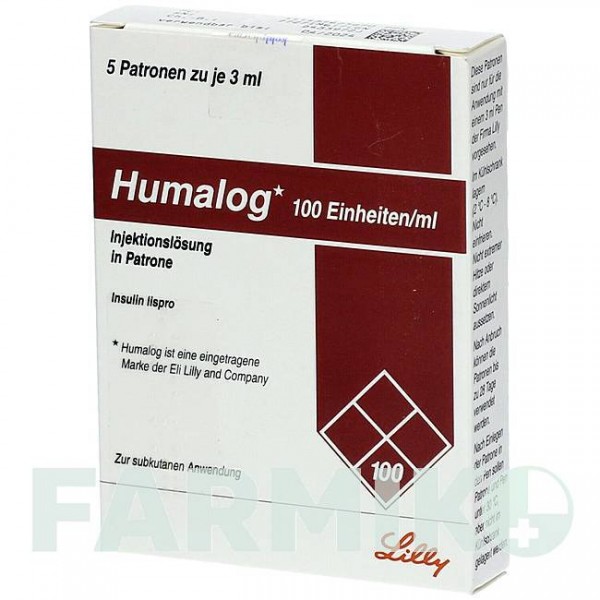 ХУМАЛОГ (HUMALOG) 100 ЕД/мл раствор 5x3 мл - Инсулин лизпро KOHLPHARMA