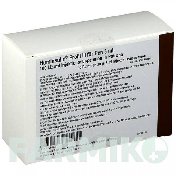 ХУМИНСУЛИН (HUMINSULIN) суспензия 5x3 мл - Инсулин (человеческий) EUROPEAN PHARMA