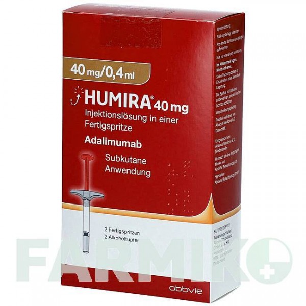ХУМИРА (HUMIRA) 40 мг/0,4 мл раствор 2 шт - Адалимумаб ABACUS MEDICINE