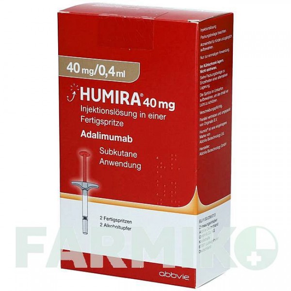 ХУМИРА (HUMIRA) 40 мг/0,4 мл раствор 2 шт - Адалимумаб ORIGINALIS
