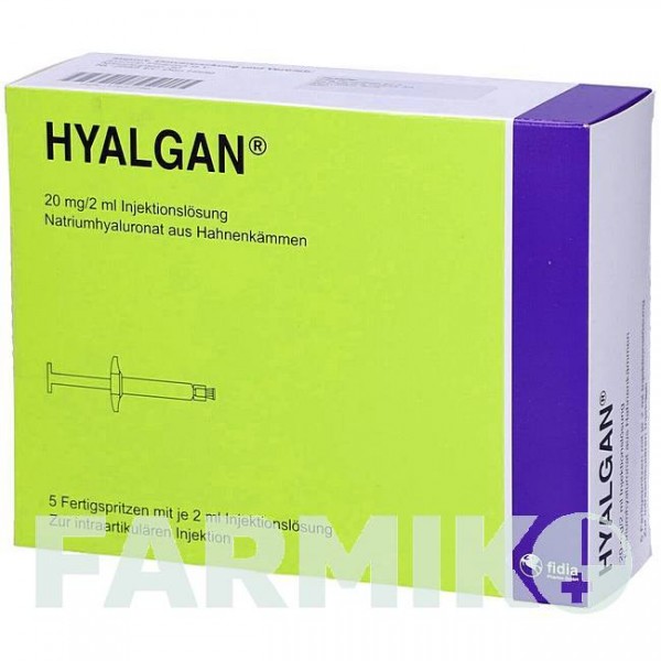 ГІАЛГАН (HYALGAN) 20 мг/2 мл розчин 5x2 мл - Гіалуронова кислота AXICORP PHARMA
